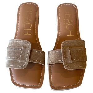 Beach by Matisse- Baja Cork Wedge Tan Suede Slide- size 9M
